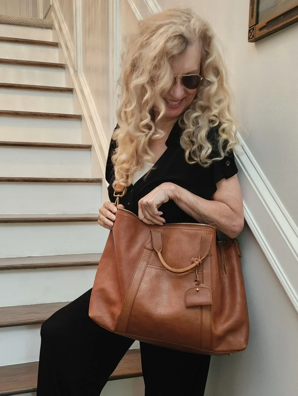 Vintage Madewell Classic Cognac Brown Leather Carry-On Tote Bag, $145